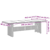 11 Piece Garden Bistro Set with Cushions Grey Poly Rattan - Extra Image