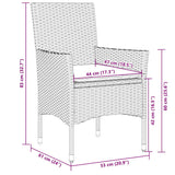 3 Piece Garden Dining Set with Cushions Light Grey Poly Rattan and Glass - Low Angle