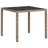 5 Piece Garden Dining Set with Cushions Light Grey Poly Rattan and Glass