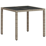 5 Piece Garden Dining Set with Cushions Light Grey Poly Rattan and Glass - Top-Down View