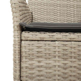 5 Piece Garden Dining Set with Cushions Light Grey Poly Rattan and Glass - 45-Degree Angle
