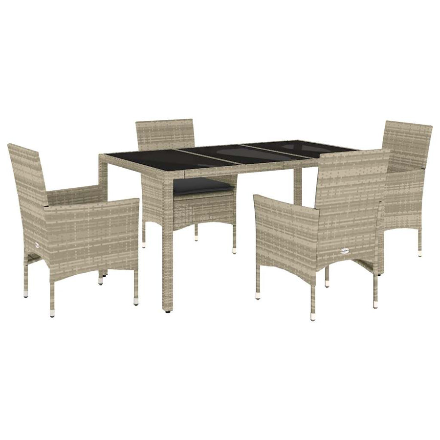 5 Piece Garden Dining Set with Cushions Light Grey