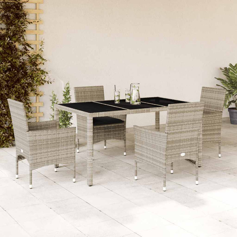 5 Piece Garden Dining Set with Cushions Light Grey
