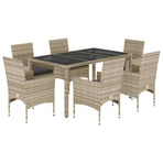 7 Piece Garden Dining Set with Cushions Light Grey