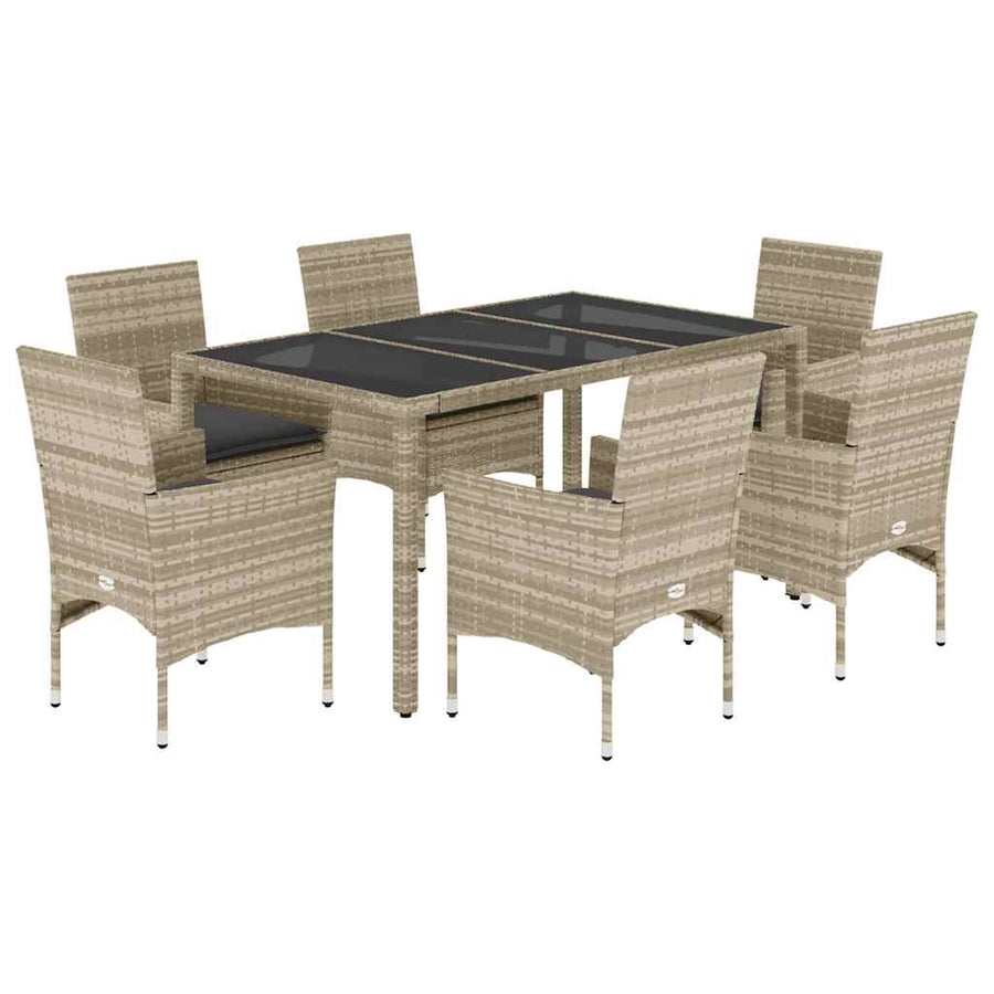 7 Piece Garden Dining Set with Cushions Light Grey