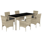7 Piece Garden Dining Set with Cushions Light Grey