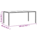 7 Piece Garden Dining Set with Cushions Light Grey Poly Rattan and Glass - Extra Image