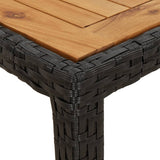 11 Piece Garden Dining Set with Cushions Black Poly Rattan and Acacia - Rear View