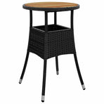 3 Piece Garden Dining Set with Cushions Black