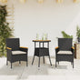3 Piece Garden Dining Set with Cushions Black