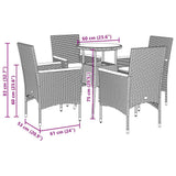 5 Piece Garden Dining Set with Cushions Black Poly Rattan and Acacia