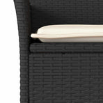 5 Piece Garden Dining Set with Cushions Black Poly Rattan&Glass
