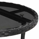 5 Piece Garden Dining Set with Cushions Black Poly Rattan and Glass