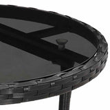 5 Piece Garden Dining Set with Cushions Black Poly Rattan and Glass - Rear View