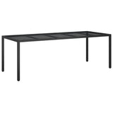 9 Piece Garden Dining Set with Cushions Black Poly Rattan and Glass - Top-Down View