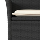 3 Piece Bistro Set with Cushions Black Poly Rattan and Glass - 45-Degree Angle