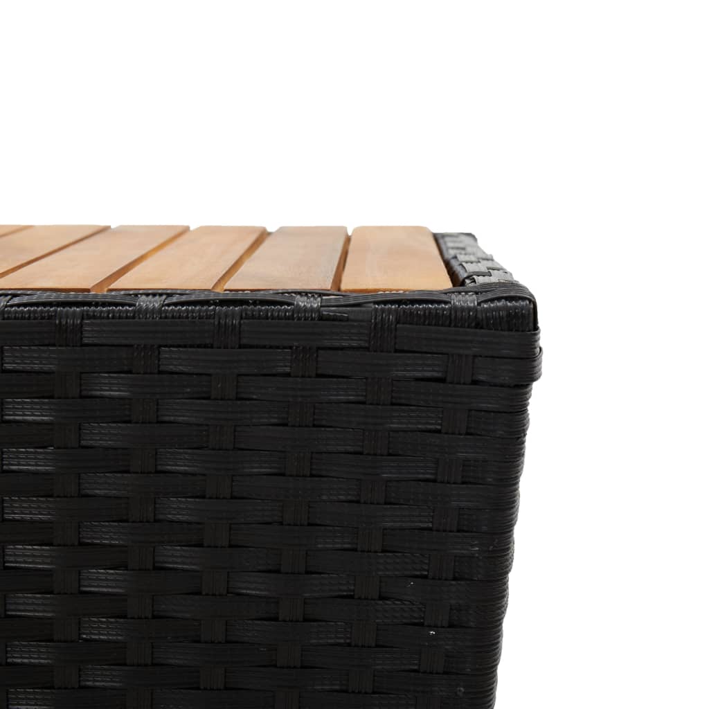 3 Piece Bistro Set with Cushions Black Poly Rattan and Glass