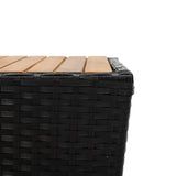 3 Piece Bistro Set with Cushions Black Poly Rattan and Glass - Rear View