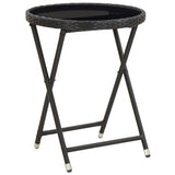 3 Piece Bistro Set with Cushions Black Poly Rattan and Glass - Top-Down View