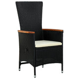 3 Piece Garden Dining Set with Cushions Black Poly Rattan - Top-Down View