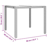5 Piece Garden Dining Set with Cushions Black Poly Rattan - Rear View