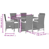 7 Piece Garden Dining Set with Cushions Black Poly Rattan