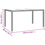 7 Piece Garden Dining Set with Cushions Black Poly Rattan - Rear View