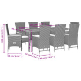 9 Piece Garden Dining Set with Cushions Black Poly Rattan