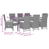 9 Piece Garden Dining Set with Cushions Black Poly Rattan - 45-Degree Angle