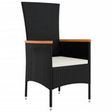 9 Piece Garden Dining Set with Cushions Black Poly Rattan - Side View