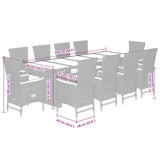11 Piece Garden Dining Set with Cushions Black Poly Rattan - Close-Up Angle