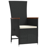9 Piece Garden Dining Set with Cushions Black Poly Rattan - Side View