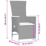 9 Piece Garden Dining Set with Cushions Black Poly Rattan - Extra Image