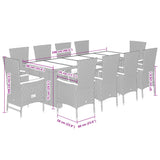11 Piece Garden Dining Set with Cushions Black Poly Rattan - Low Angle