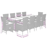 11 Piece Garden Dining Set with Cushions Black Poly Rattan - Low Angle