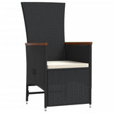 11 Piece Garden Dining Set with Cushions Black Poly Rattan - 45-Degree Angle