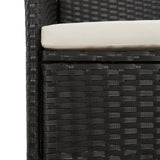 11 Piece Garden Dining Set with Cushions Black Poly Rattan - Close-Up Angle