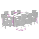 9 Piece Garden Dining Set with Cushions Black Poly Rattan - Close-Up Angle