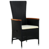 11 Piece Garden Dining Set with Cushions Black Poly Rattan - 45-Degree Angle