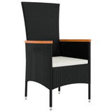 11 Piece Garden Dining Set with Cushions Black Poly Rattan - Side View