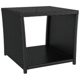 3 Piece Garden Dining Set with Cushions Black Poly Rattan - Side View