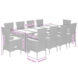 11 Piece Garden Dining Set with Cushions Grey Poly Rattan - Close-Up Angle