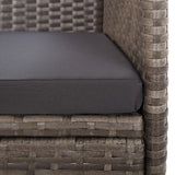 11 Piece Garden Dining Set with Cushions Grey Poly Rattan - Rear View