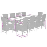 11 Piece Garden Dining Set with Cushions Grey Poly Rattan - Close-Up Angle