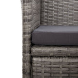 11 Piece Garden Dining Set with Cushions Grey Poly Rattan - Rear View