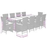 11 Piece Garden Dining Set with Cushions Grey Poly Rattan - Close-Up Angle
