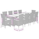 11 Piece Garden Dining Set with Cushions Grey Poly Rattan - Low Angle