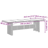 11 Piece Garden Dining Set with Cushions Grey Poly Rattan - Low Angle