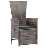 11 Piece Garden Dining Set with Cushions Grey Poly Rattan - Side View