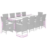 11 Piece Garden Dining Set with Cushions Grey Poly Rattan - Close-Up Angle
